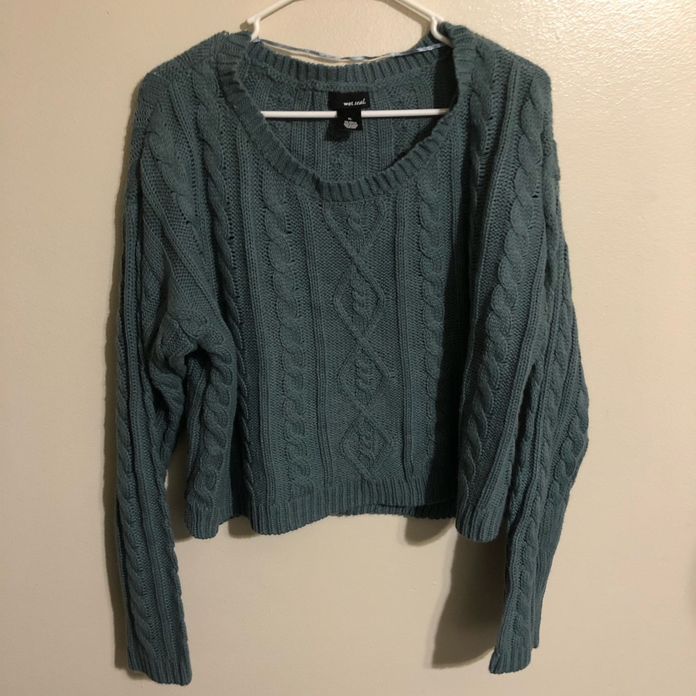 Green/Blue Knit Crop Top